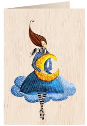 Opakowanie Karnet drewniany C6 + koperta Kobieta na obłoku