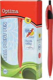 Opakowanie Długopis OPTIMA Soft Touch 521 CZERWONY Op. 12szt.