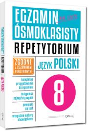 Egzamin ósmoklasisty - j.pol. Repetytorium GREG. Autor: Opracowanie zbiorowe. Dadada.pl Okładka książki Egzamin ósmoklasisty - j.pol. Repetytorium GREG