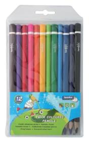 Opakowanie Kredki szkolne trójkątne grube 12 kolorów LAMBO