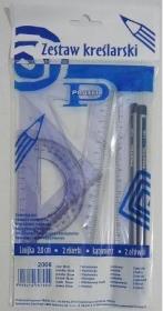 Opakowanie Zestaw kreślarski z linijką 20cm + 2 ołówki PRATEL