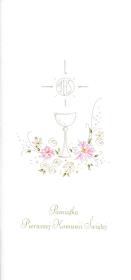 Opakowanie Karnet Komunia Kielich różowy MAK