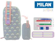 Multipiórnik MILAN owalny z 4 piórnikami SUGAR tęcza. Wydawca: MILAN. Dadada.pl Opakowanie Multipiórnik MILAN owalny z 4 piórnikami SUGAR tęcza