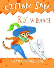 Czytam sam. Kot w butach. Książka z naklejkami. Autor: Roberta Zilio. Dadada.pl Okładka książki Czytam sam. Kot w butach. Książka z naklejkami