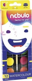 Farby akwarelowe 12 kolorów NEBULO. Wydawca: Nebulo. Dadada.pl Opakowanie Farby akwarelowe 12 kolorów NEBULO
