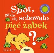 Spot, gdzie się schowało pięć żabek?. Autor: Levy-Hillerich Dorothea. Dadada.pl Okładka książki Spot, gdzie się schowało pięć żabek?