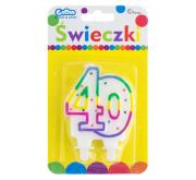 Okładka książki Świeczka cyferka '40' z KROPECZKAMI (8cm)