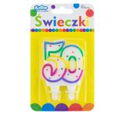 Okładka książki Świeczka cyferka '50' z KROPECZKAMI (8cm)