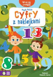 CYFRY Z NAKLEJKAMI UCZĘ SIĘ I BAWIĘ. Autor: Magda Malicka. Dadada.pl Okładka książki CYFRY Z NAKLEJKAMI UCZĘ SIĘ I BAWIĘ