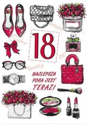 Opakowanie Karnet Party naklejany B6+koperta Urodziny 18 wz09