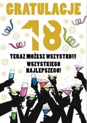 Opakowanie Karnet Party naklejany B6+koperta Urodziny 18 wz16