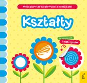 Moje pierwsze kolorowanki z naklejkami. Kształty. Autor: Natalia Berlik. Dadada.pl Okładka książki Moje pierwsze kolorowanki z naklejkami. Kształty