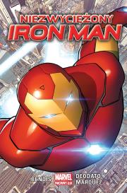 NIEZWYCIĘŻONY IRON MAN. Autor: Brian Michael Bendis, Marquez David, Mike Deodato. Dadada.pl Okładka książki NIEZWYCIĘŻONY IRON MAN