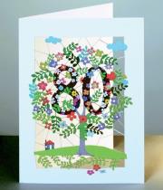 Opakowanie Karnet PM180 wycinany + koperta Urodziny 80