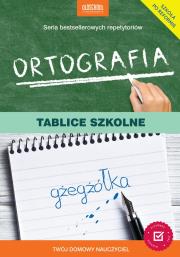 Ortografia. Tablice szkolne. Autor: Mariola Rokicka. Dadada.pl Okładka książki Ortografia. Tablice szkolne
