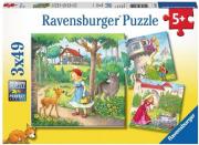 Puzzle 3x49 Baśnie Braci Grimm. Wydawca: Ravensburger. Dadada.pl Opakowanie Puzzle 3x49 Baśnie Braci Grimm