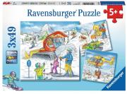 Puzzle 3x49 Śnieżna przygoda. Wydawca: Ravensburger. Dadada.pl Opakowanie Puzzle 3x49 Śnieżna przygoda