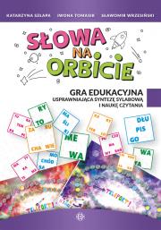 Gra edukacyjna - Słowa na orbicie. Autor: Katarzyna Szłapa. Iwona Tomasik, Iwona Tomasik, Wrzesiński Sławomir. Dadada.pl Okładka książki Gra edukacyjna - Słowa na orbicie