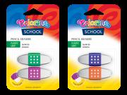 Opakowanie GUMKA DO ŚCIERANIA Z PLASTIKOWYM UCHWYTEM 2 SZTUKI BLISTER COLORINO SCHOOL