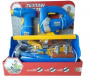 Opakowanie Playme - zestaw narzędzi z wkrętarką, wyżynarką 23el. - niebieski