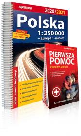 Okładka książki Polska atlas samochodowy 1:250 000 2020/2021 + instrukcja pierwszej pomocy