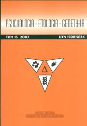 Opakowanie Psychologia etologia genetyka Tom 15/2007