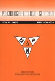 Opakowanie Psychologia etologia genetyka Tom 16/2007