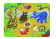 Opakowanie Puzzle drewniane pinezki Safari 8 el.