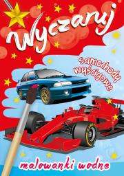 Wyczaruj samochody wyścigowe Malowanki wodne. Autor: Opracowanie zbiorowe. Dadada.pl Okładka książki Wyczaruj samochody wyścigowe Malowanki wodne