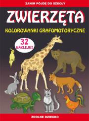 Zwierzęta. Kolorowanki grafomotoryczne. Autor: Guzowska Beata, Tina Zakierska. Dadada.pl Okładka książki Zwierzęta. Kolorowanki grafomotoryczne