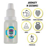 Opakowanie AROMATY 15ML ZESTAW NR 3 - 5 SZTUK (GUMA BALONOWA/PIANKA MALINOWA/ARBUZ/ANANAS/PINACOLADA)