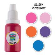 Opakowanie BARWNIKI W PŁYNIE 15ML ZESTAW NR 2 - 5 KOLORÓW (RÓŻOWY/BABY PINK/POMARAŃCZOWY/FIOLETOWY/NIEBIESKI)