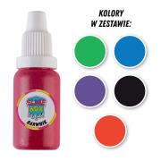 Opakowanie BARWNIKI W PŁYNIE 15ML ZESTAW NR 4 - 5 KOLORÓW  (CIEMNY ZIELONY/NIEBIESKI/FIOLETOWY/CZARNY/CZERWONY)