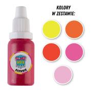 Opakowanie BARWNIKI W PŁYNIE 15ML ZESTAW NR 5 - 5 KOLORÓW (ŻÓŁTY/POMARAŃCZOWY/CZERWONY/RÓŻOWY/BABY PINK)
