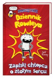 Dziennik Rowleya Zapiski chłopca o złotym sercu. Autor: Jeff Kinney. Dadada.pl Okładka książki Dziennik Rowleya Zapiski chłopca o złotym sercu