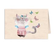 Opakowanie Karnet drewniany C6 + koperta Kot i motyle