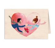 Opakowanie Karnet drewniany C6 + koperta Ślub bukiet i serce