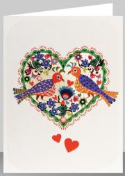 Opakowanie Karnet PM546 wycinany + koperta Ptaszki serce Ślub