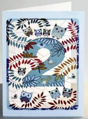 Opakowanie Karnet PM792 wycinany + koperta Urodziny 2 sowy