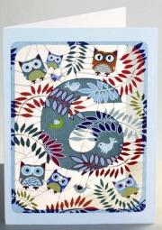 Opakowanie Karnet PM796 wycinany + koperta Urodziny 6 sowy