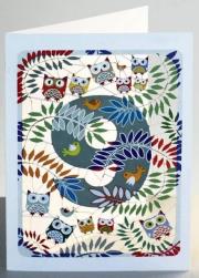 Opakowanie Karnet PM799 wycinany + koperta Urodziny 9 sowy