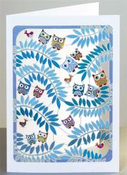 Opakowanie Karnet PM803 wycinany + koperta Sowy na gałęziach