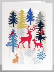 Opakowanie Karnet XP45 wycinany + koperta Święta Jelenie, las