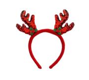 Opakowanie Opaska cekinowa z rogami renifera czerwona