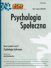 Opakowanie Psychologia społeczna Tom 9 Numer 2 (29) 2014
