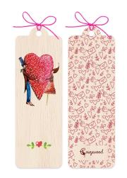 Opakowanie Zakładka drewniana Para serce