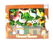 Opakowanie Zestaw zwierząt domowych 8 sztuk +2 domki  +krzaczki