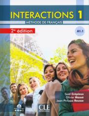 Interactions 1 Livre de l'éleve + DVD. Autor: Crepieux Gael, Masse Olivier, Rousse Jean-Philippe. Dadada.pl Okładka książki Interactions 1 Livre de l'éleve + DVD