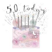 Karnet kwadrat mały z kopertą Urodziny 50 świeczki. Wydawca: Museums & Galleries. Dadada.pl Opakowanie Karnet kwadrat mały z kopertą Urodziny 50 świeczki