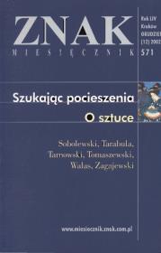 Opakowanie Miesięcznik 'Znak': Szukając pocieszenia. O sztuce. Numer 571 (grudzień 2002)
